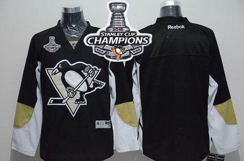 Penguins Blank Black 2016 Stanley Cup Champions Stitched NHL Jersey