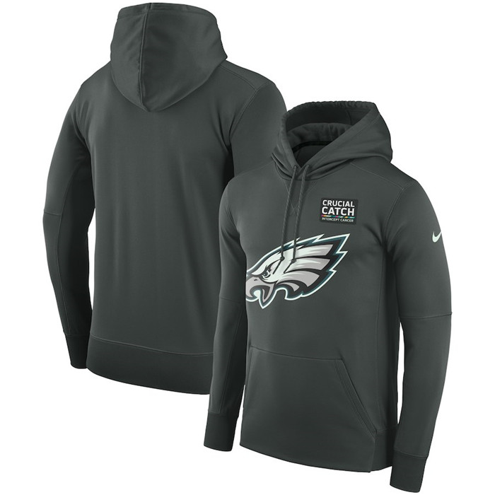 Philadelphia Eagles Anthracite  Crucial Catch Performance Hoodie
