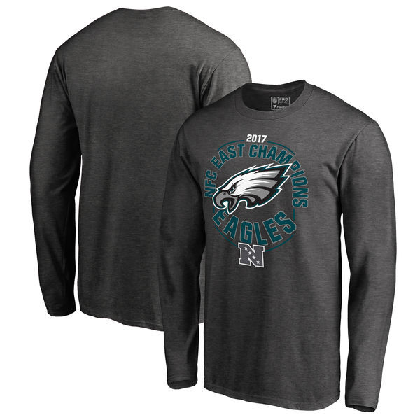 Philadelphia Eagles NFL Pro Line by Fanatics Branded 2017 NFC East Division Champions Long Sleeve T Shirt Heather Charcoal