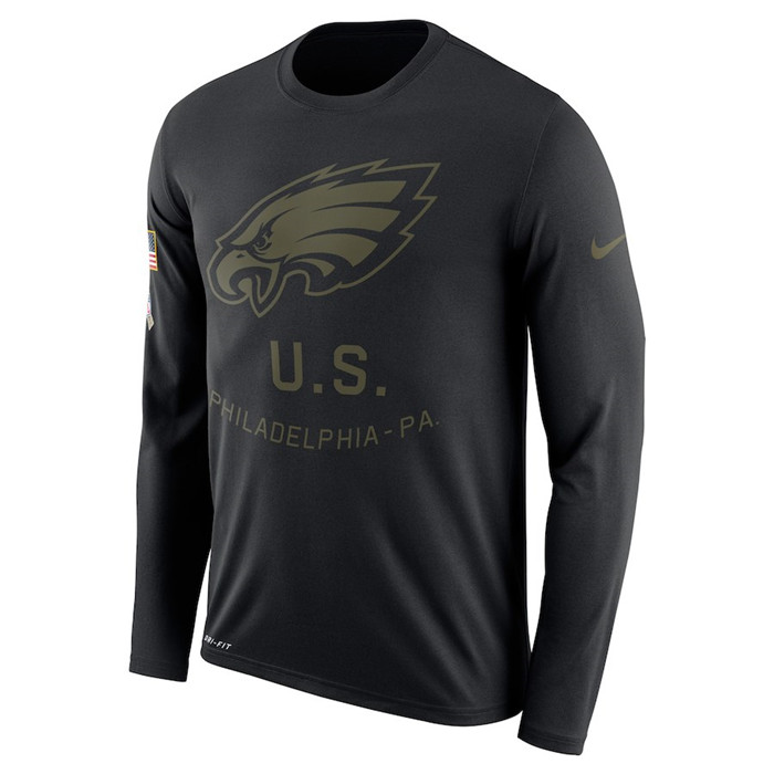 Philadelphia Eagles  Salute to Service Sideline Legend Performance Long Sleeve T Shirt Black