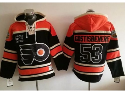 Philadelphia Flyers 53 Shayne Gostisbehere Black Sawyer Hooded Sweatshirt Stitched NHL Jersey