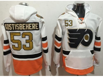 Philadelphia Flyers 53 Shayne Gostisbehere White 3rd Name and Number Pullover NHL Hoodie