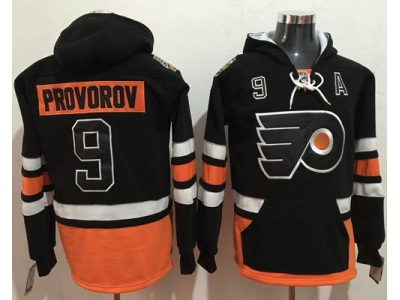 Philadelphia Flyers 9 Ivan Provorov Black Name Number Pullover NHL Hoodie