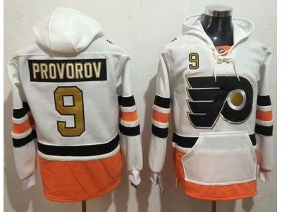 Philadelphia Flyers 9 Ivan Provorov White 3rd Name and Number Pullover NHL Hoodie