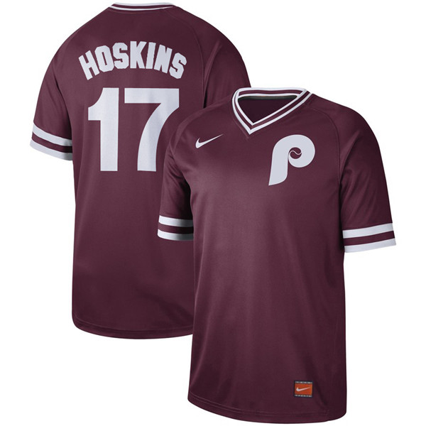 Phillies 17 Rhys Hoskins Red Throwback Jersey