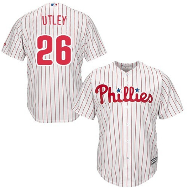 Phillies 26 Chase Utley White Cool Base Jersey