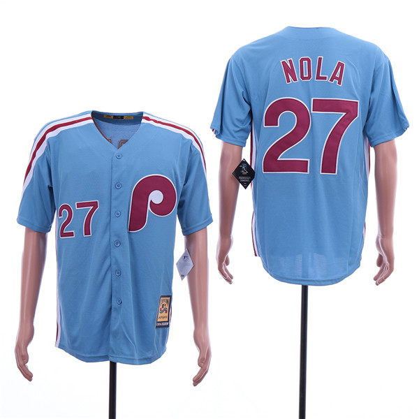 Phillies 27 Aaron Nola Blue Cooperstown Collection Jersey