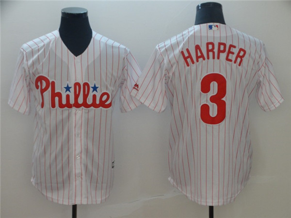 Phillies 3 Bryce Harper White Cool Base Jersey