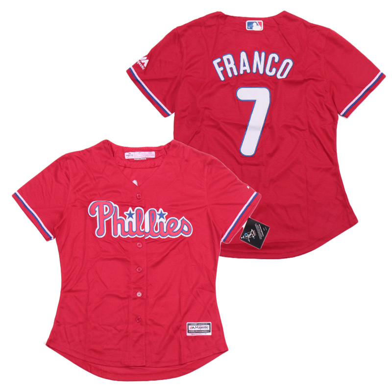 Phillies 7 Maikel Franco Red Women Cool Base Jersey