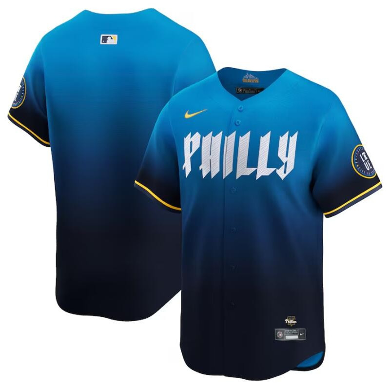 Phillies Blank Blue Nike 2024 City Connect Cool Base Jersey