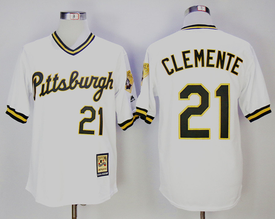 Pirates 21 Roberto Clemente White Cooperstown Collection Jersey