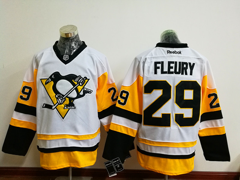 Pittsburgh Penguins 29 Andre Fleury White New Away Stitched NHL Jersey