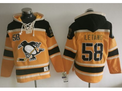 Pittsburgh Penguins 58 Kris Letang Gold Sawyer Hooded Sweatshirt Stitched NHL Jersey