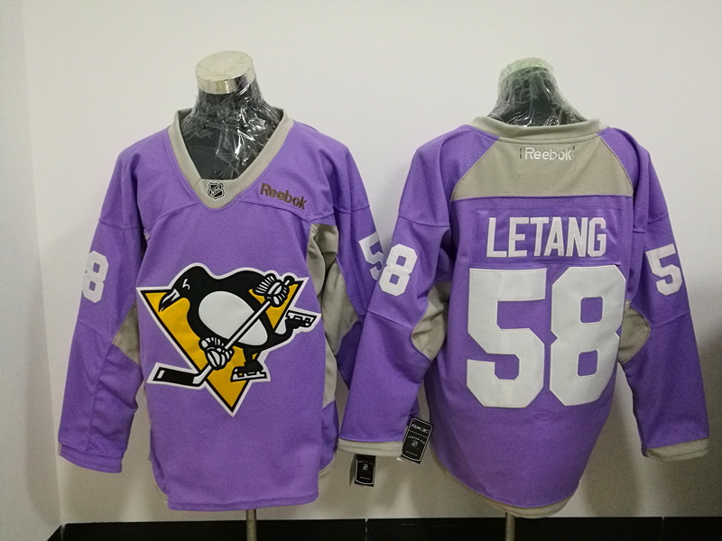 Pittsburgh Penguins 58 Kris Letang Purple Fights Cancer Practice Stitched NHL Jersey