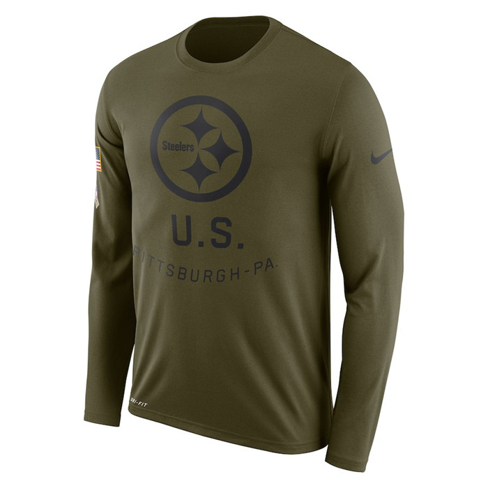 Pittsburgh Steelers  Salute to Service Sideline Legend Performance Long Sleeve T Shirt Olive