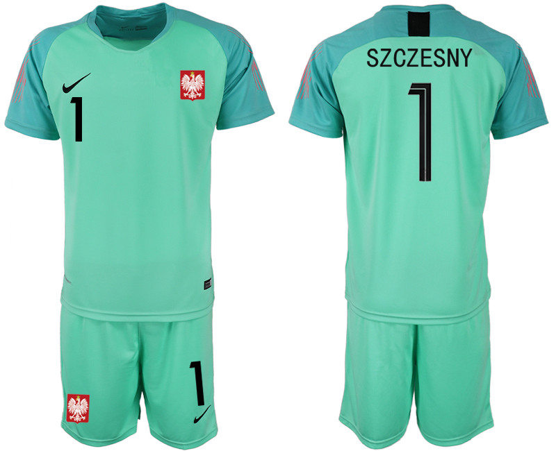 Poland 1 SZCZESNY Green 2018 FIFA World Cup Goalkeeper Soccer Jersey