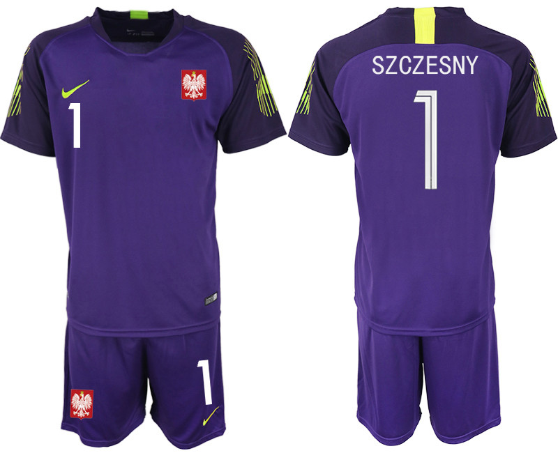 Poland 1 SZCZESNY Purple 2018 FIFA World Cup Goalkeeper Soccer Jersey