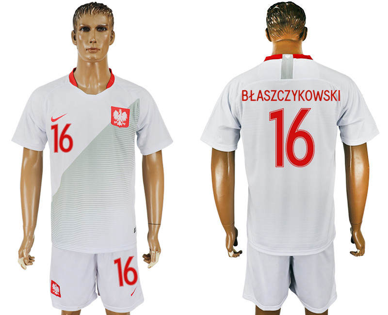 Poland 16 BLASZCZYKOWSKI Home 2018 FIFA World Cup Soccer Jersey