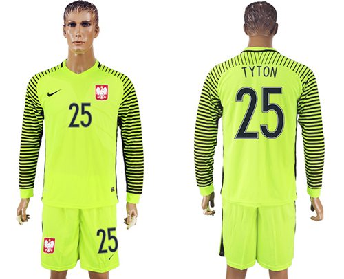 Poland 25 Tyton Green Long Sleeves Goalkeeper Soccer Country Jersey