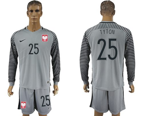 Poland 25 Tyton Grey Goalkeeper Long Sleeves Soccer Country Jersey