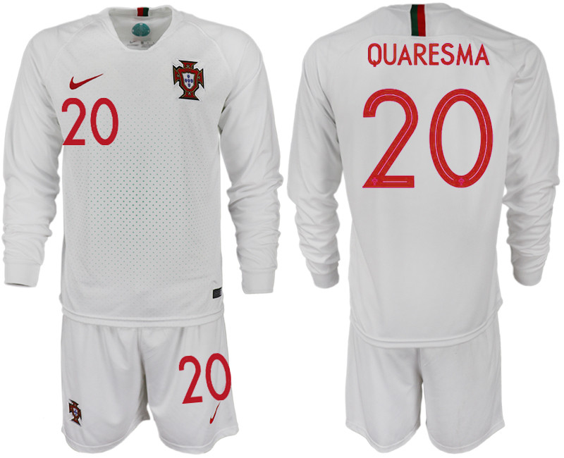 Portugal 20 QUARESMA Away 2018 FIFA World Cup Long Sleeve Soccer Jersey