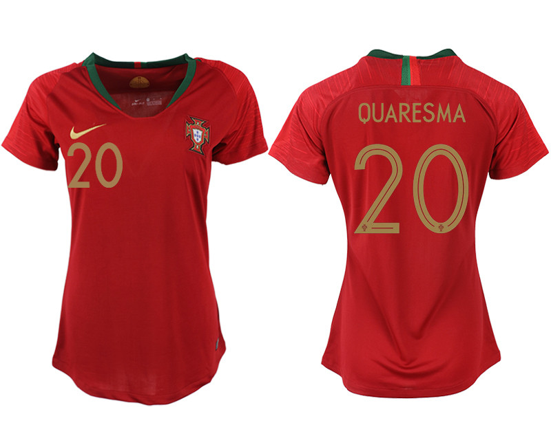 Portugal 20 QUARESMA Home Women 2018 FIFA World Cup Soccer Jersey