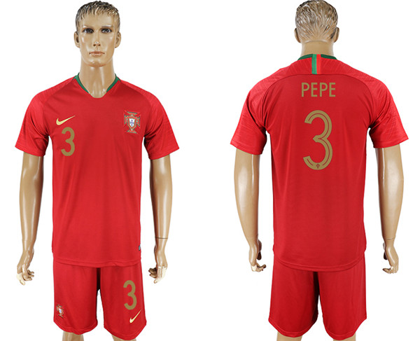 Portugal 3 PEPE Home 2018 FIFA World Cup Soccer Jersey