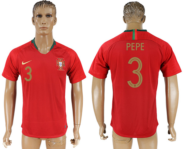 Portugal 3 PEPE Home 2018 FIFA World Cup Thailand Soccer Jersey