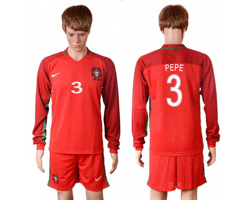 Portugal 3 Pepe Home Long Sleeves Soccer Country Jersey