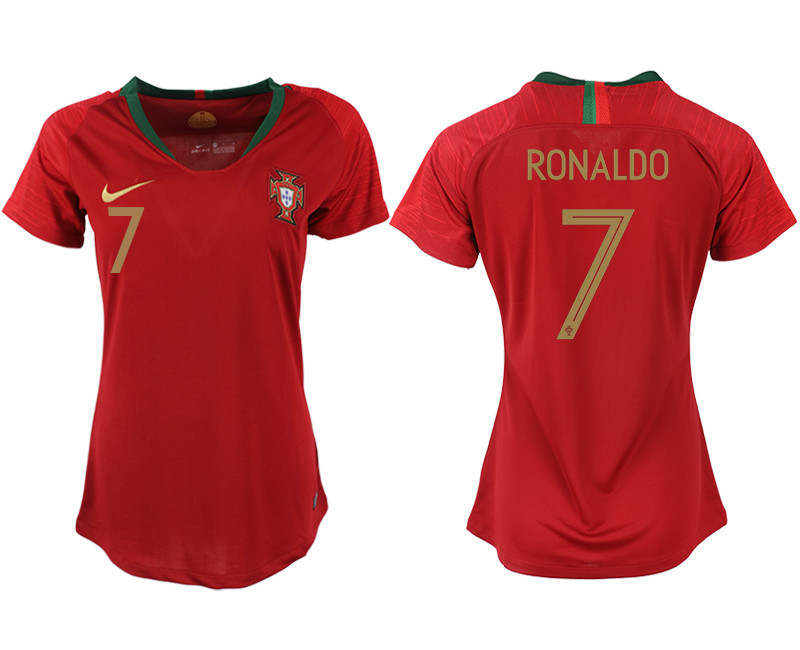 Portugal 7 RONALDO Home Women 2018 FIFA World Cup Soccer Jersey