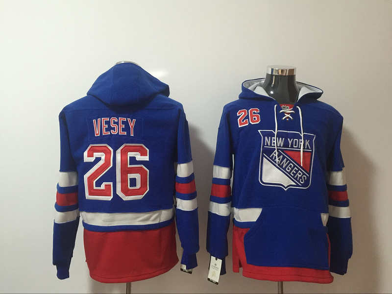 Rangers 26 Jimmy Vesey Blue All Stitched Hooded Sweatshirt
