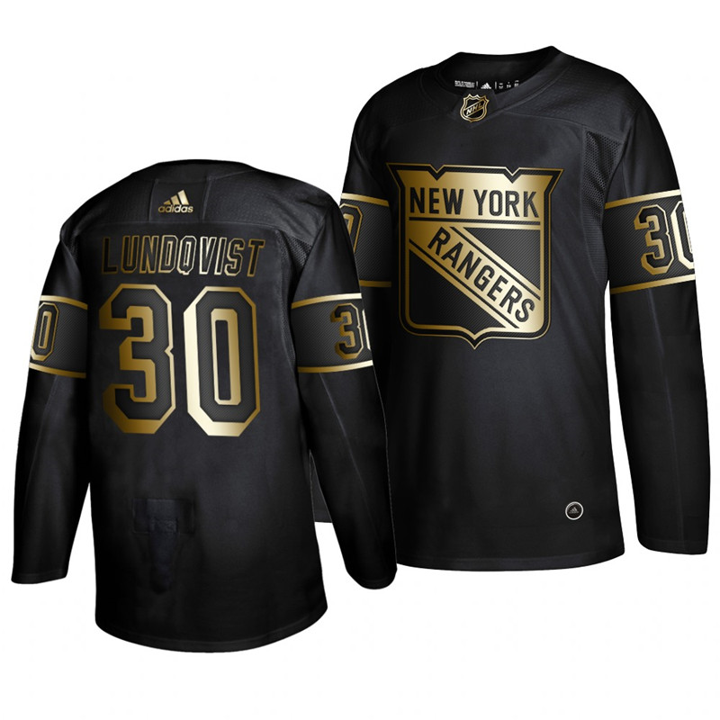 Rangers 30 Henrik Lundqvist Black Gold Adidas Jersey