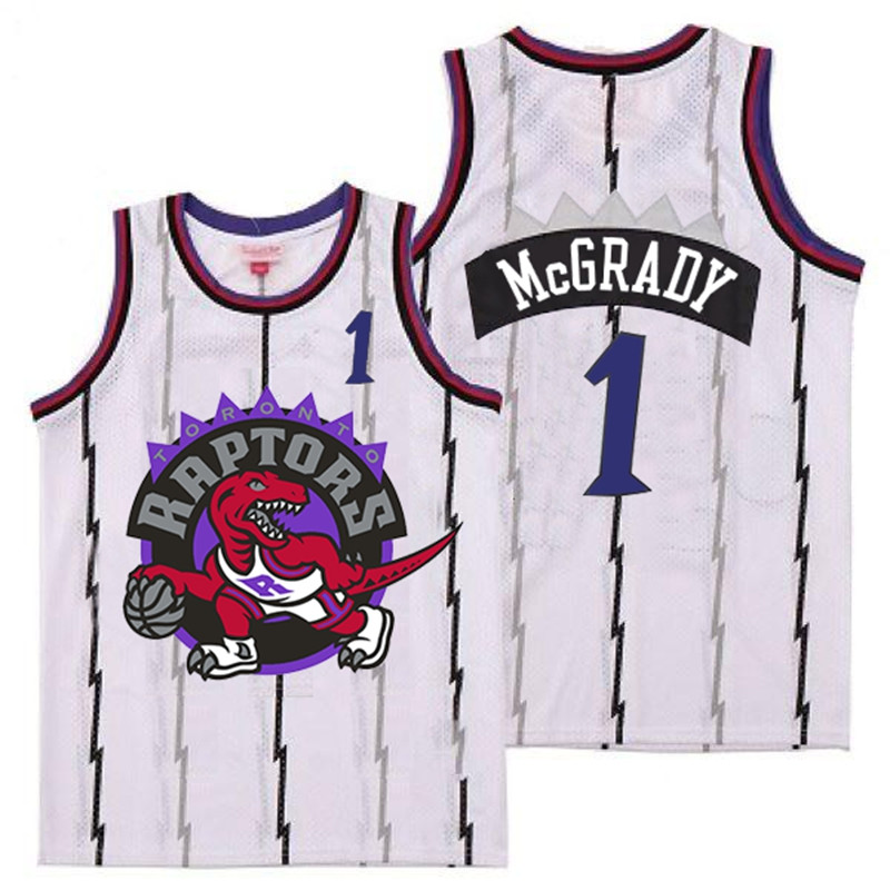 Raptors 1 Tracy McGrady White Big Logo Retro Jersey