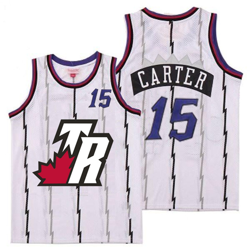 Raptors 15 Vince Carter White Big White TR Logo Retro Jersey