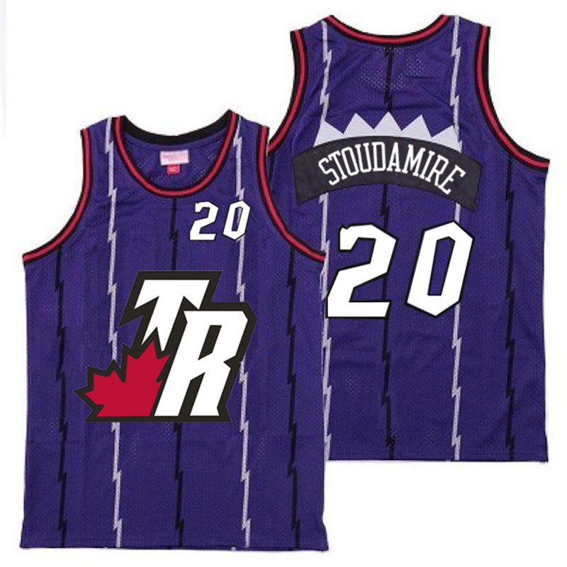 Raptors 20 Damon Stoudamire Purple Big White TR Logo Retro Jersey