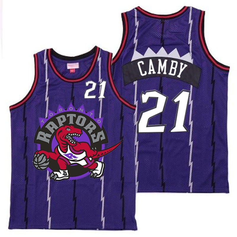 Raptors 21 Marcus Camby Purple Big Logo Retro Jersey