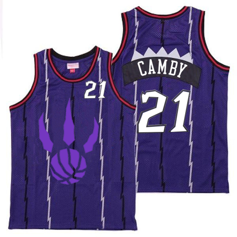 Raptors 21 Marcus Camby Purple Logo Retro Jersey