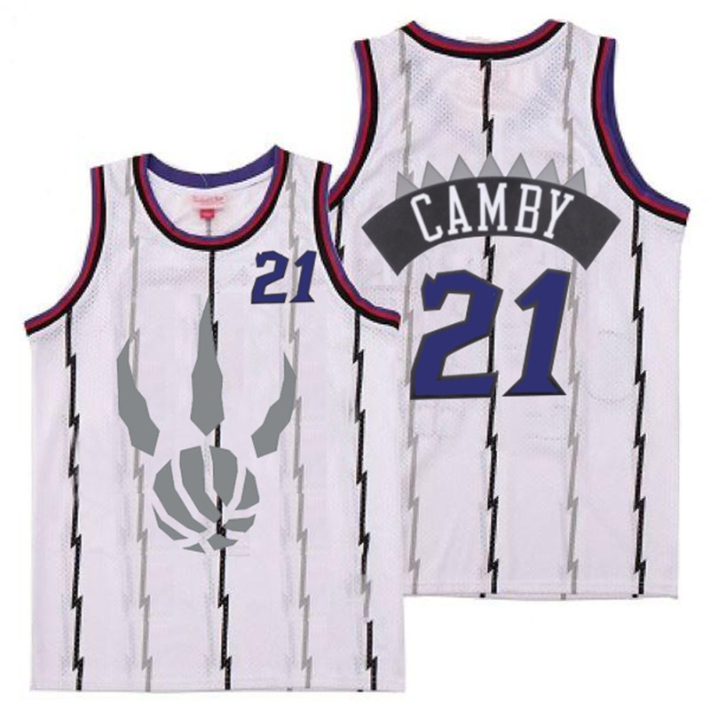 Raptors 21 Marcus Camby White Gray Logo Retro Jersey