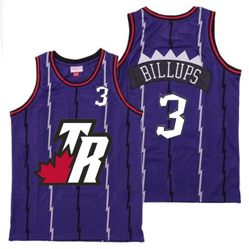 Raptors 3 Chauncey Billups Purple Big White TR Logo Retro Jersey
