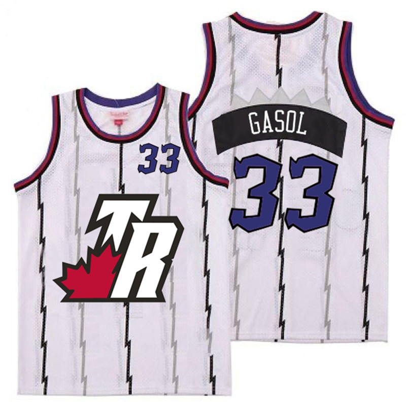 Raptors 33 Marc Gasol White Big White TR Logo Retro Jersey
