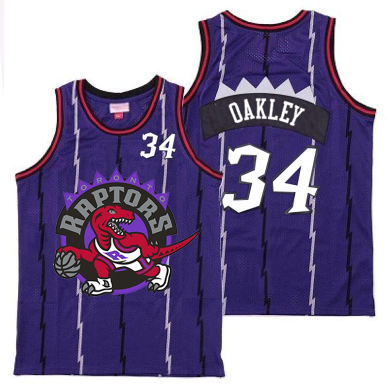 Raptors 34 Charles Oakley Purple Big Logo Retro Jersey