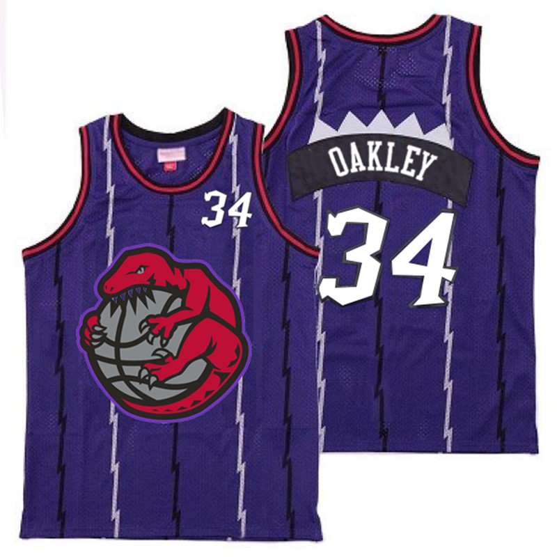 Raptors 34 Charles Oakley Purple Retro Jerseys