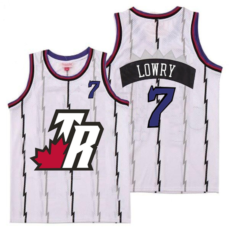 Raptors 7 Kyle Lowry White Big White TR Logo Retro Jersey