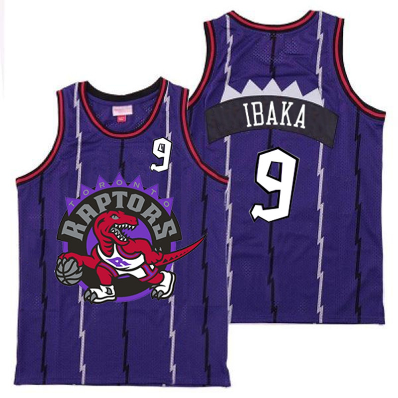 Raptors 9 Serge Ibaka Purple Big Logo Retro Jersey