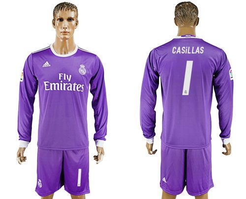 Real Madrid 1 Casillas Away Long Sleeves Soccer Club Jersey