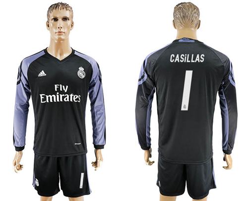 Real Madrid 1 Casillas Sec Away Long Sleeves Soccer Club Jersey