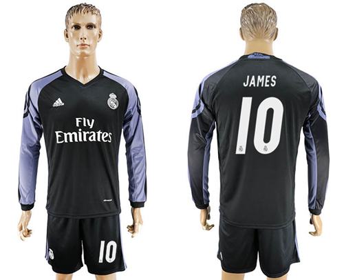 Real Madrid 10 James Sec Away Long Sleeves Soccer Club Jersey