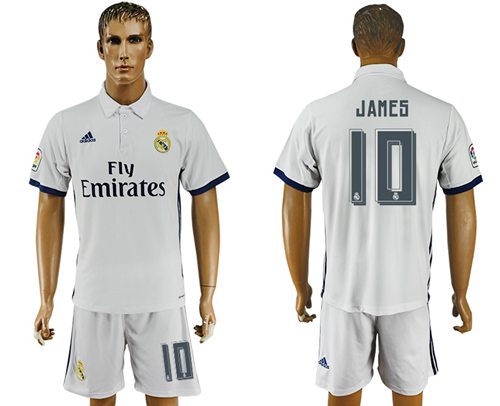 Real Madrid 10 James White Home Soccer Club Jersey