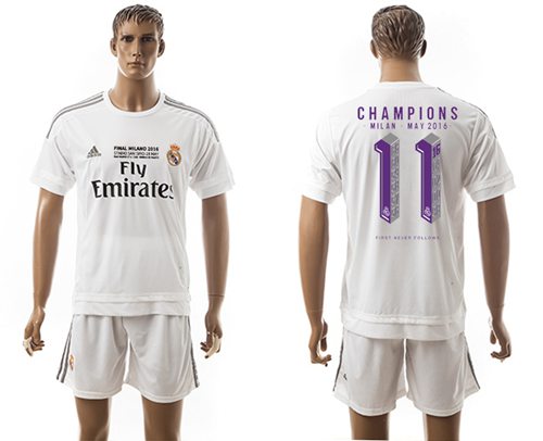 Real Madrid 11 Champions White Home Soccer Club Jersey