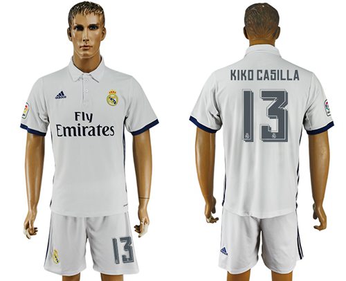 Real Madrid 13 Kiko Casilla White Home Soccer Club Jersey
